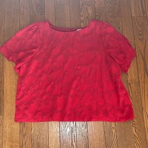 LOFT Vibrant Red Lace Blouse